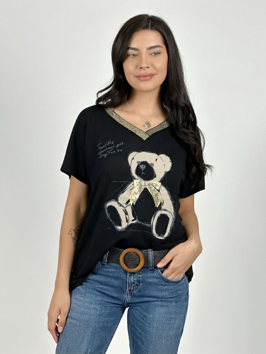 Polera Estampado OSO con Brillo A1-214