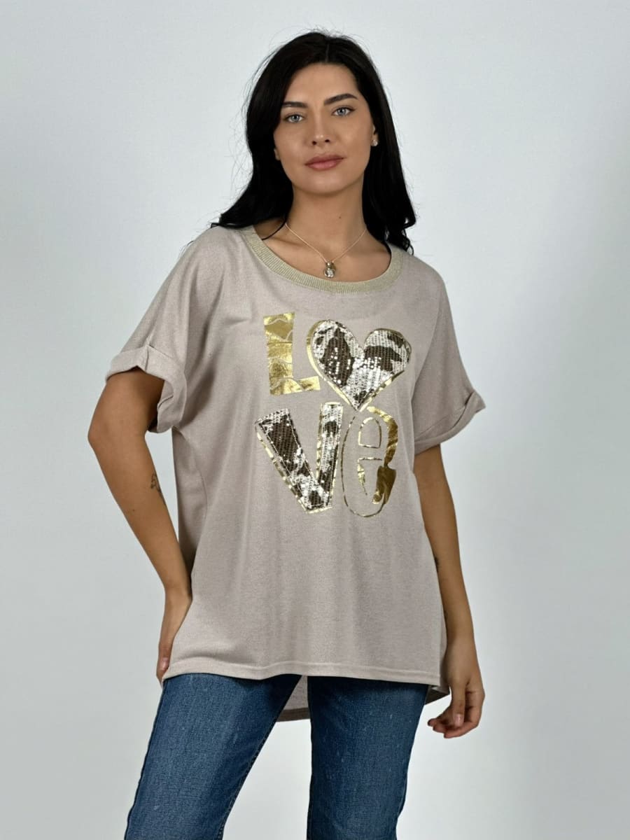 Polera LOVE Brillo y Lentejuelas A1-332