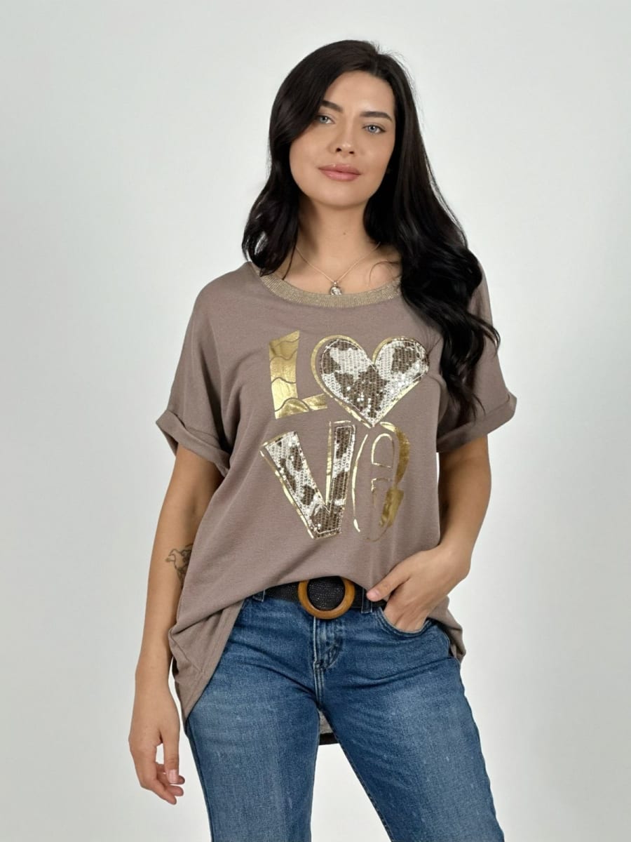 Polera LOVE Brillo y Lentejuelas A1-337