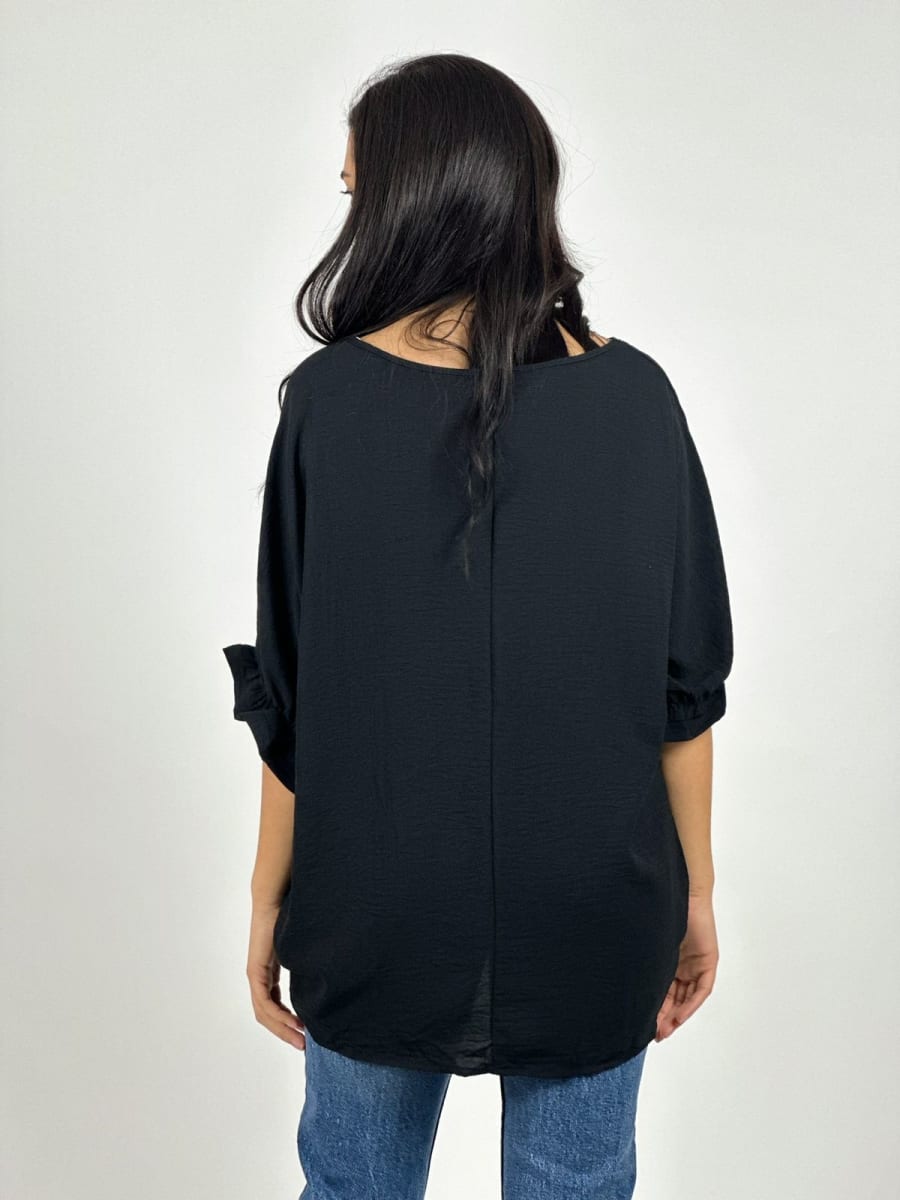 Polera Crepe Flor de Lentejuelas A1-389