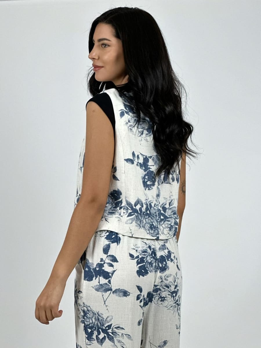 Gillette Casual italiano lino Estampado Rosas A4-929