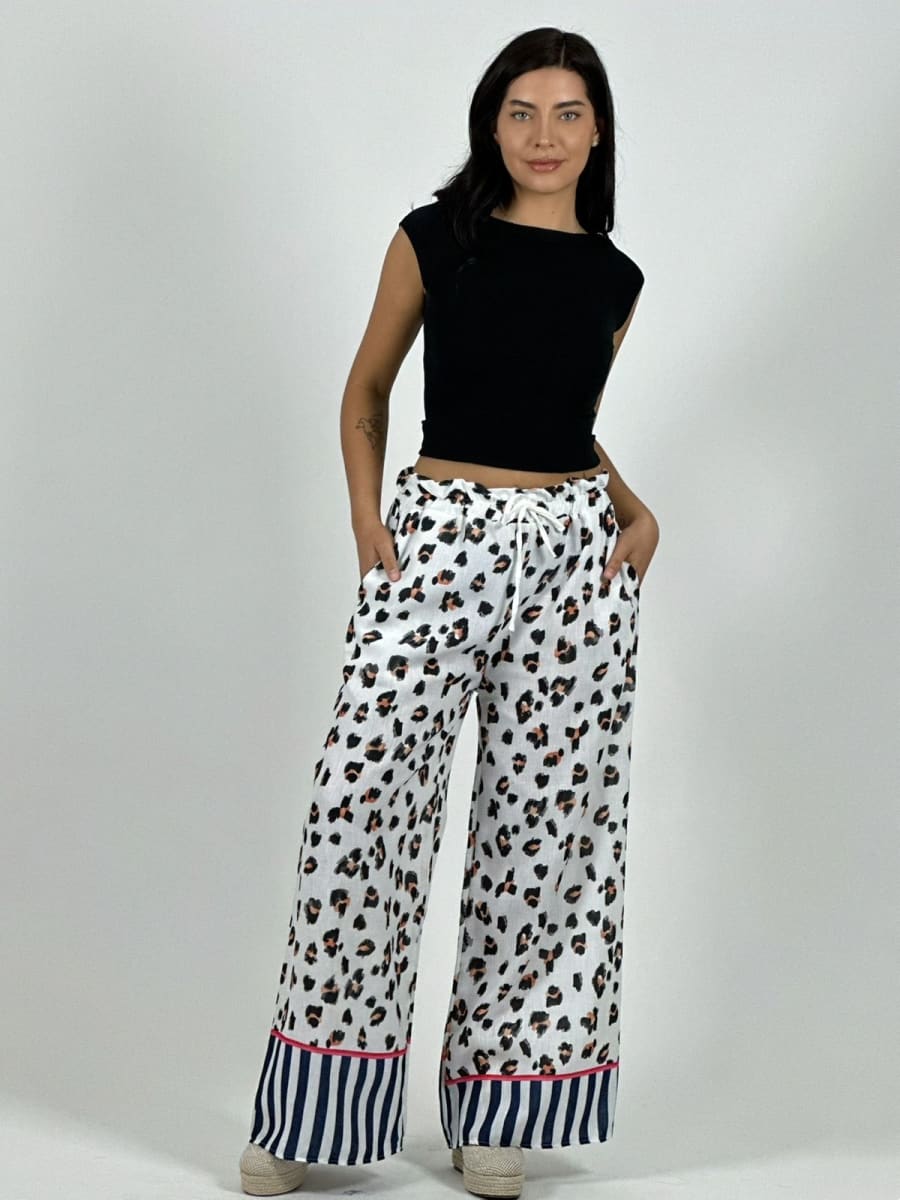 Palazzo Italiano Lino Casual Animal Print A1-211