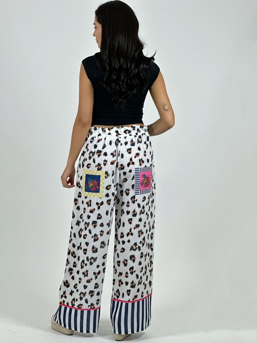 Palazzo Italiano Lino Casual Animal Print A1-213