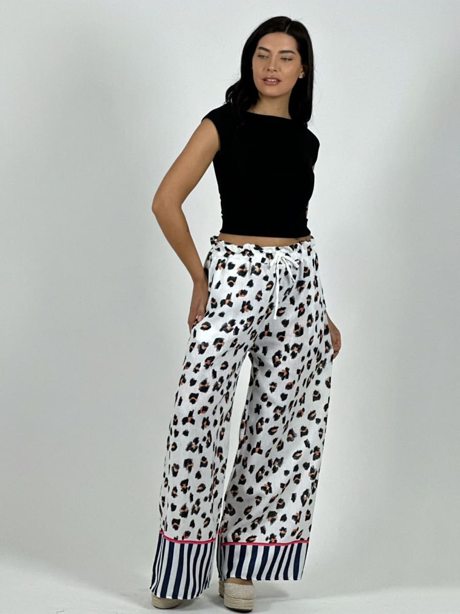 Palazzo Italiano Lino Casual Animal Print A1-212