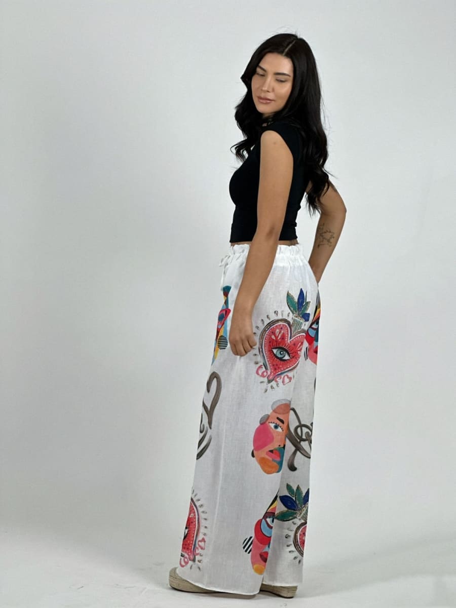 Palazzo Italiano Lino Casual Retratos Abstractos LOVE A1-243