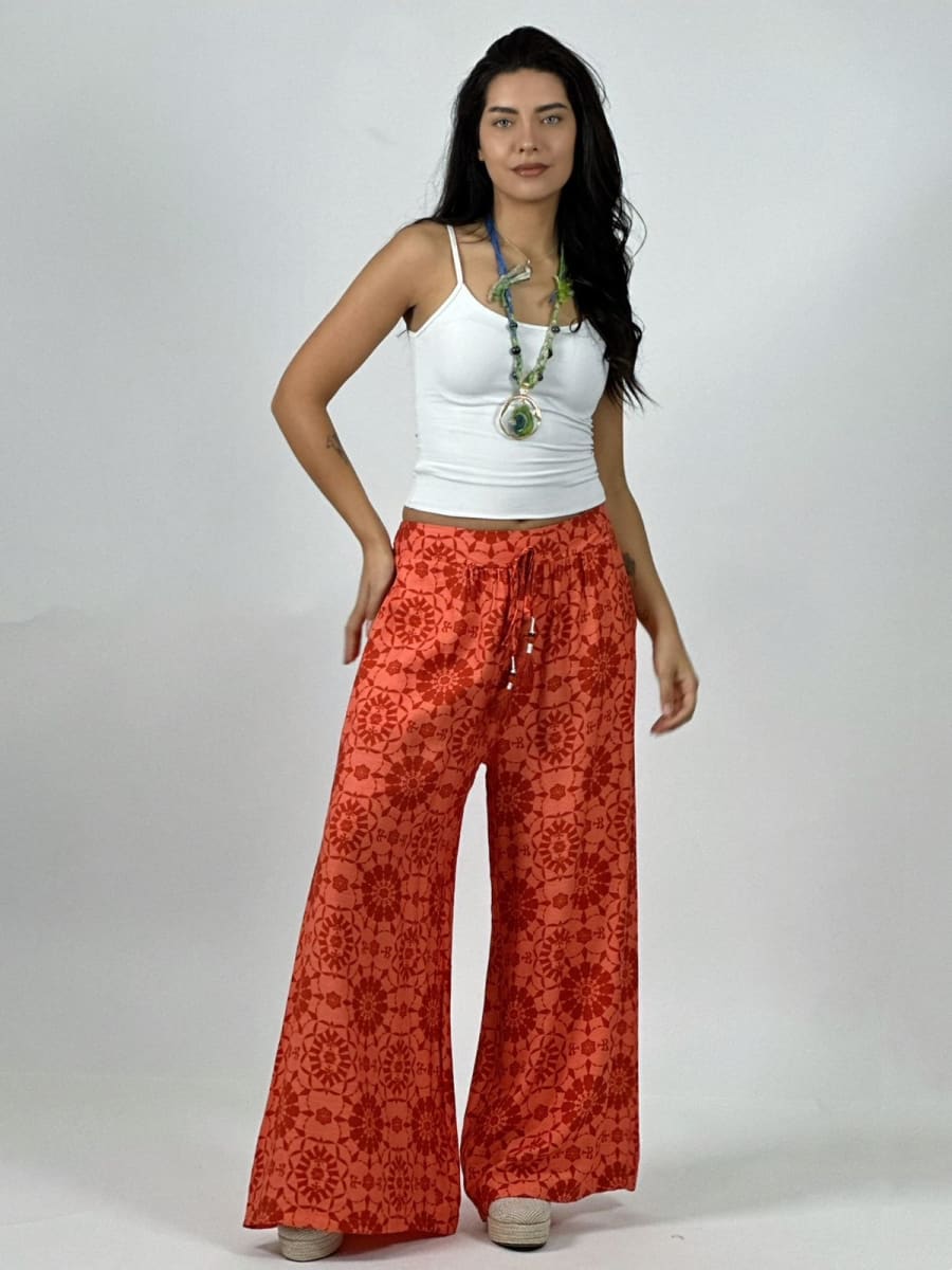 Palazzo Casual Lino Estampado All-Over A3-827