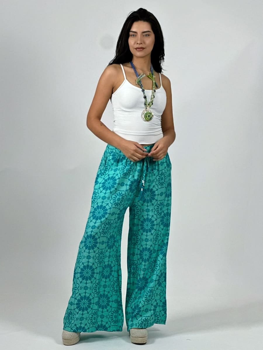 Palazzo Casual Lino Estampado All-Over A3-824