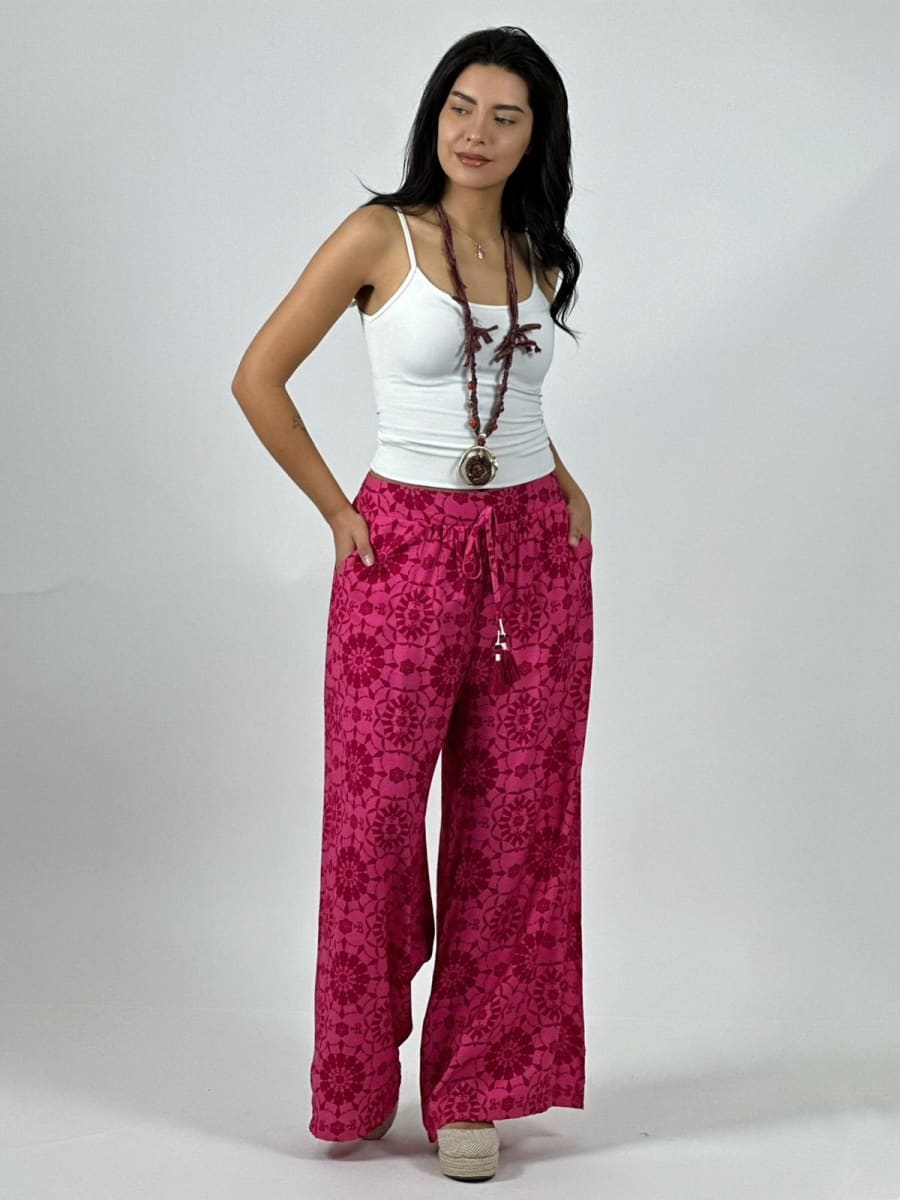 Palazzo Casual Lino Estampado All-Over A3-822