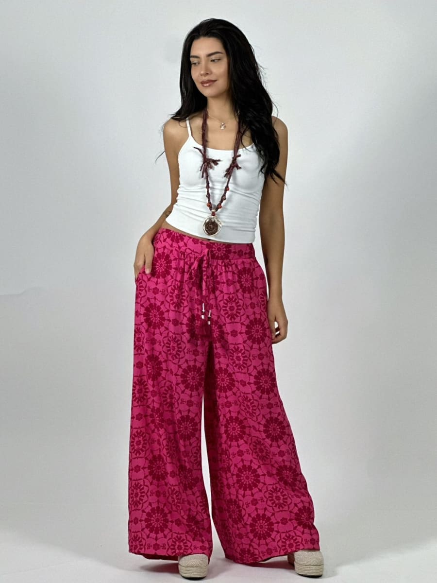 Palazzo Casual Lino Estampado All-Over A3-821