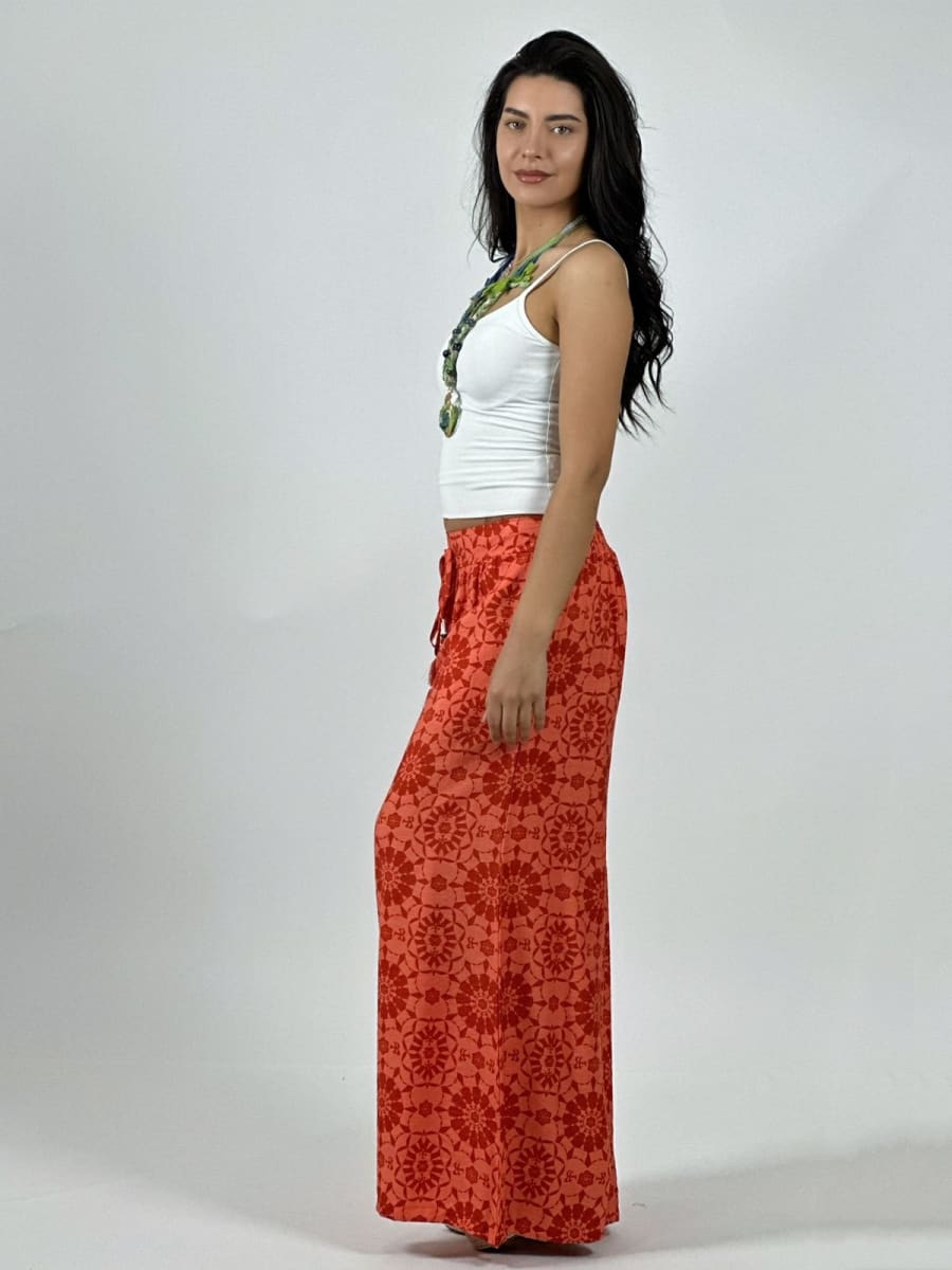 Palazzo Casual Lino Estampado All-Over A3-829