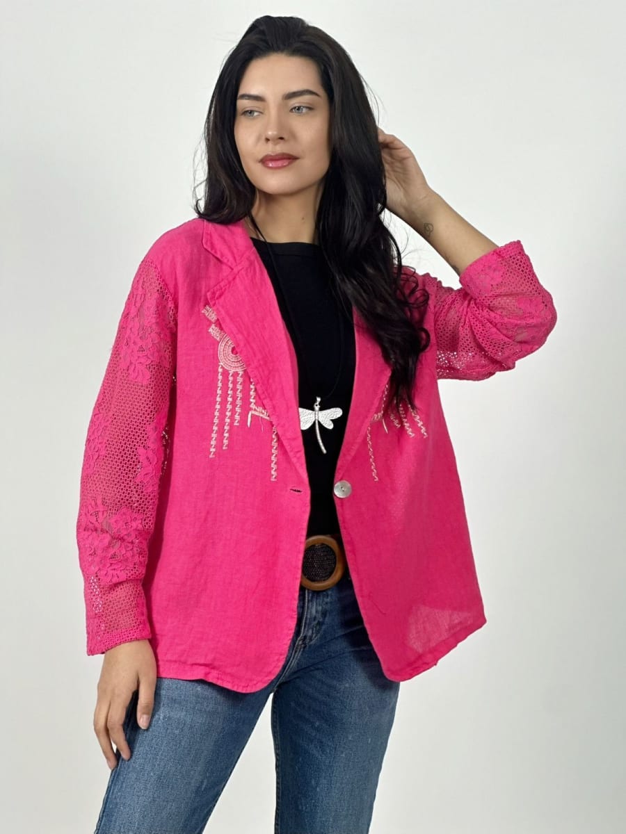 Blazer Italiano Lino Dorso Broderi A3-792