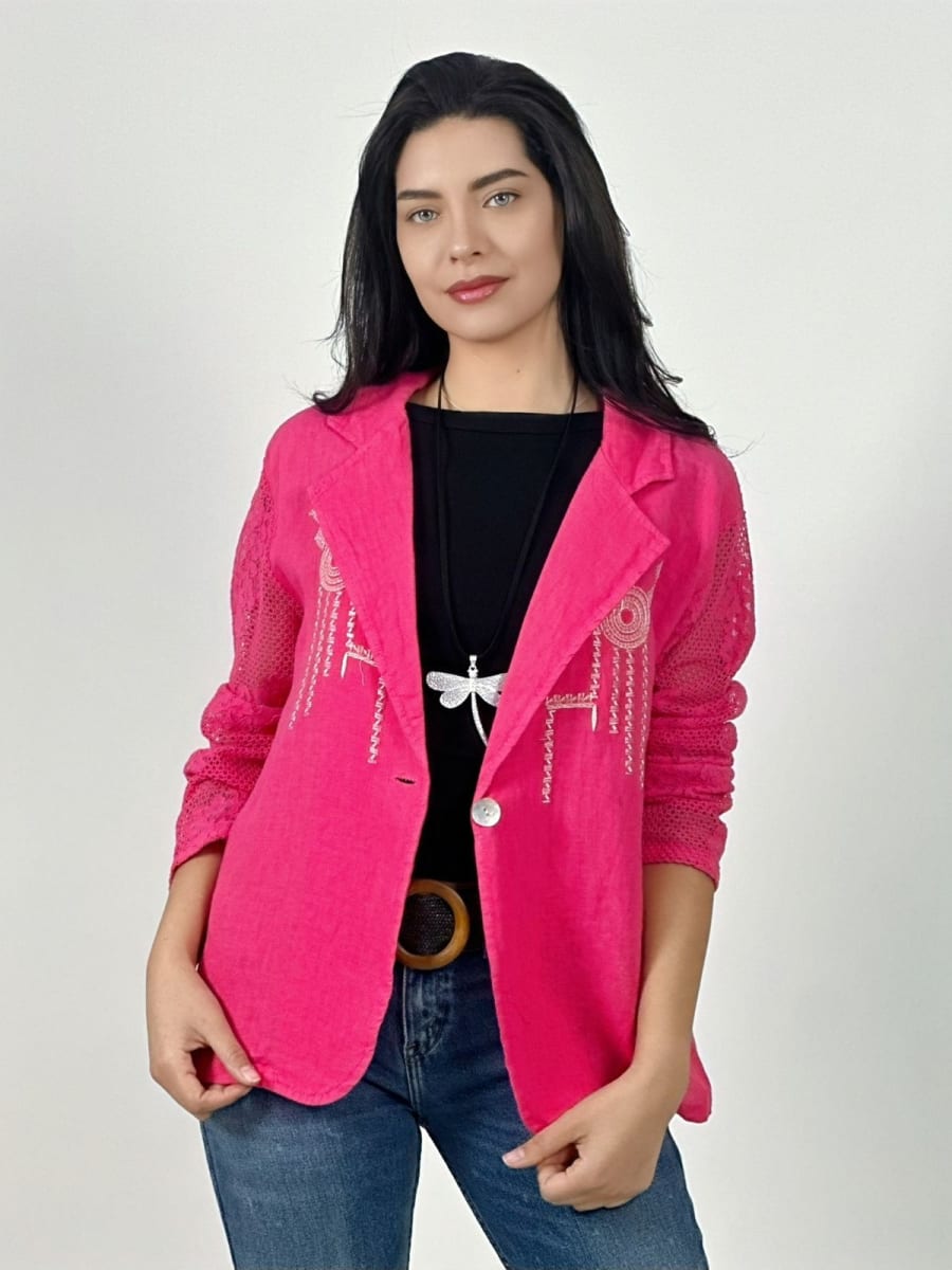 Blazer Italiano Lino Dorso Broderi A3-791