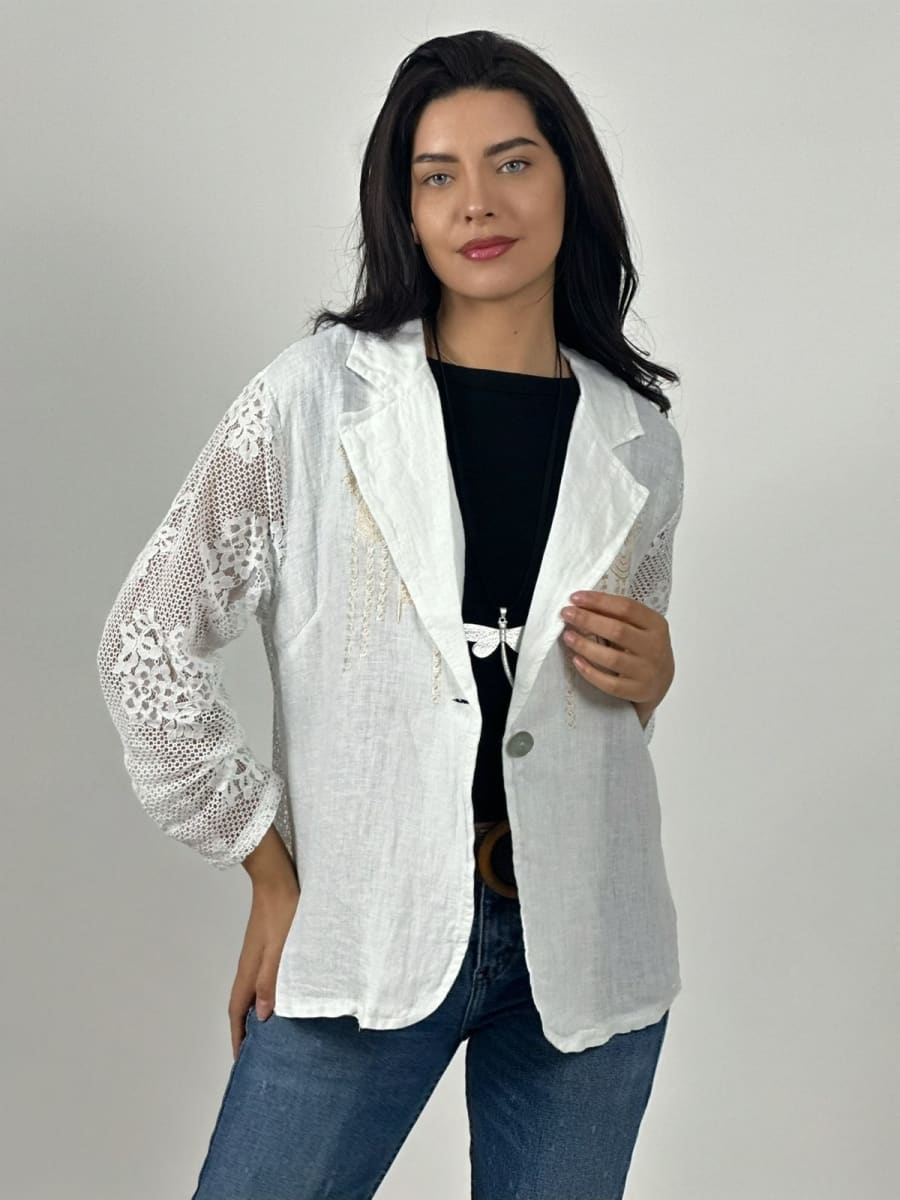 Blazer Italiano Lino Dorso Broderi A3-796