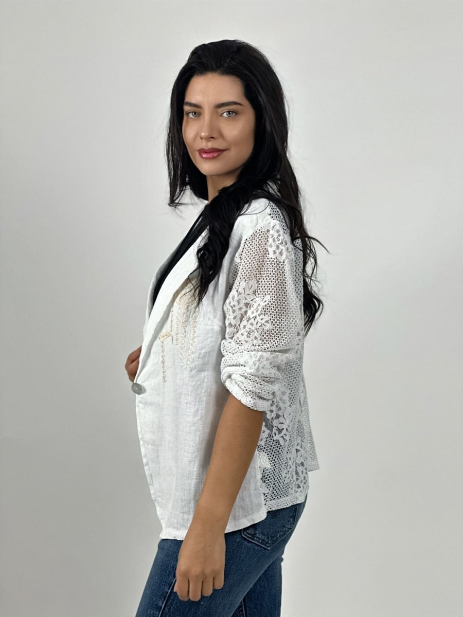 Blazer Italiano Lino Dorso Broderi A3-798