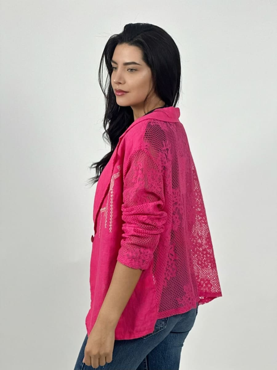 Blazer Italiano Lino Dorso Broderi A3-793
