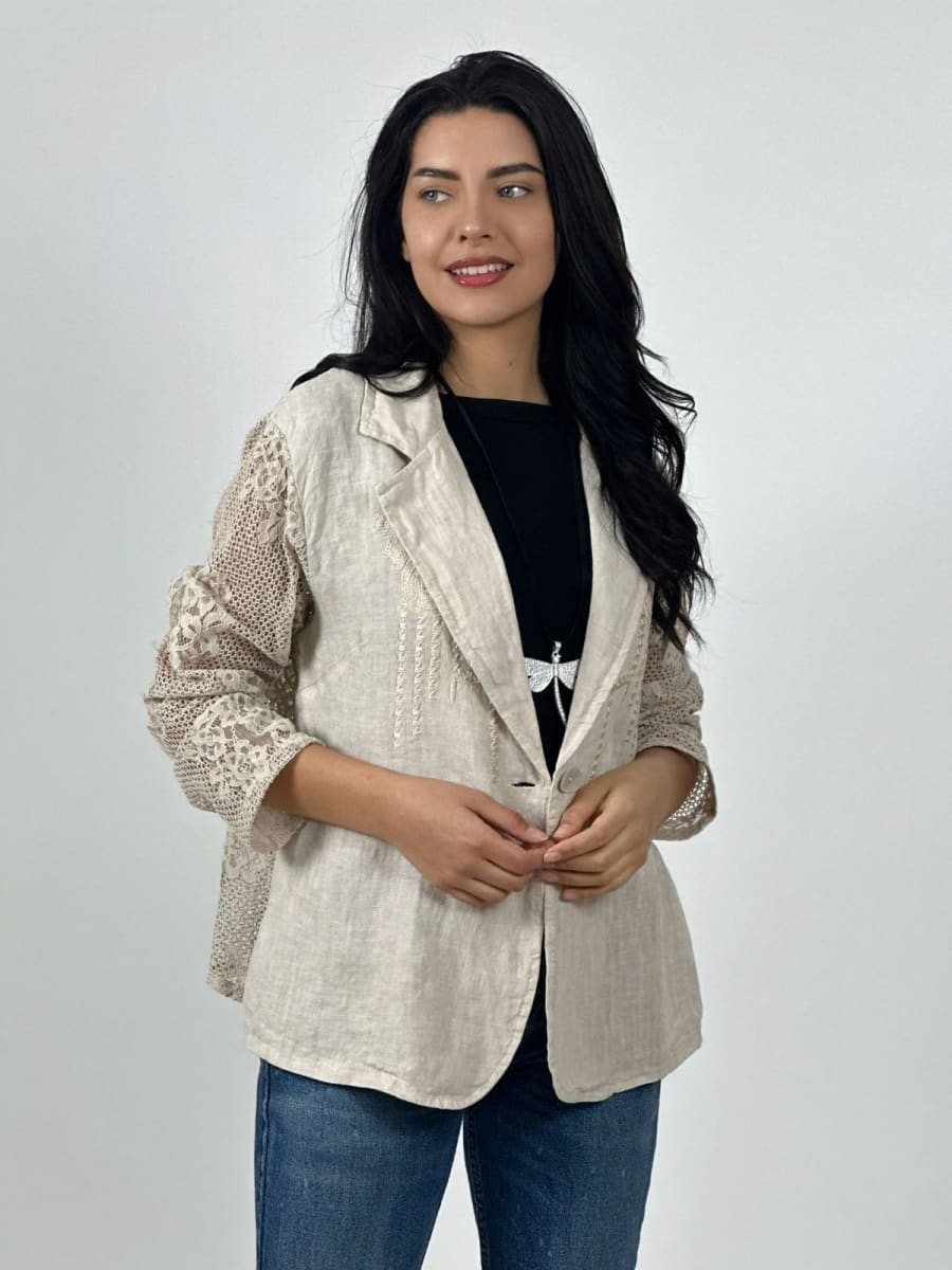 Blazer Italiano Lino Dorso Broderi A3-7912