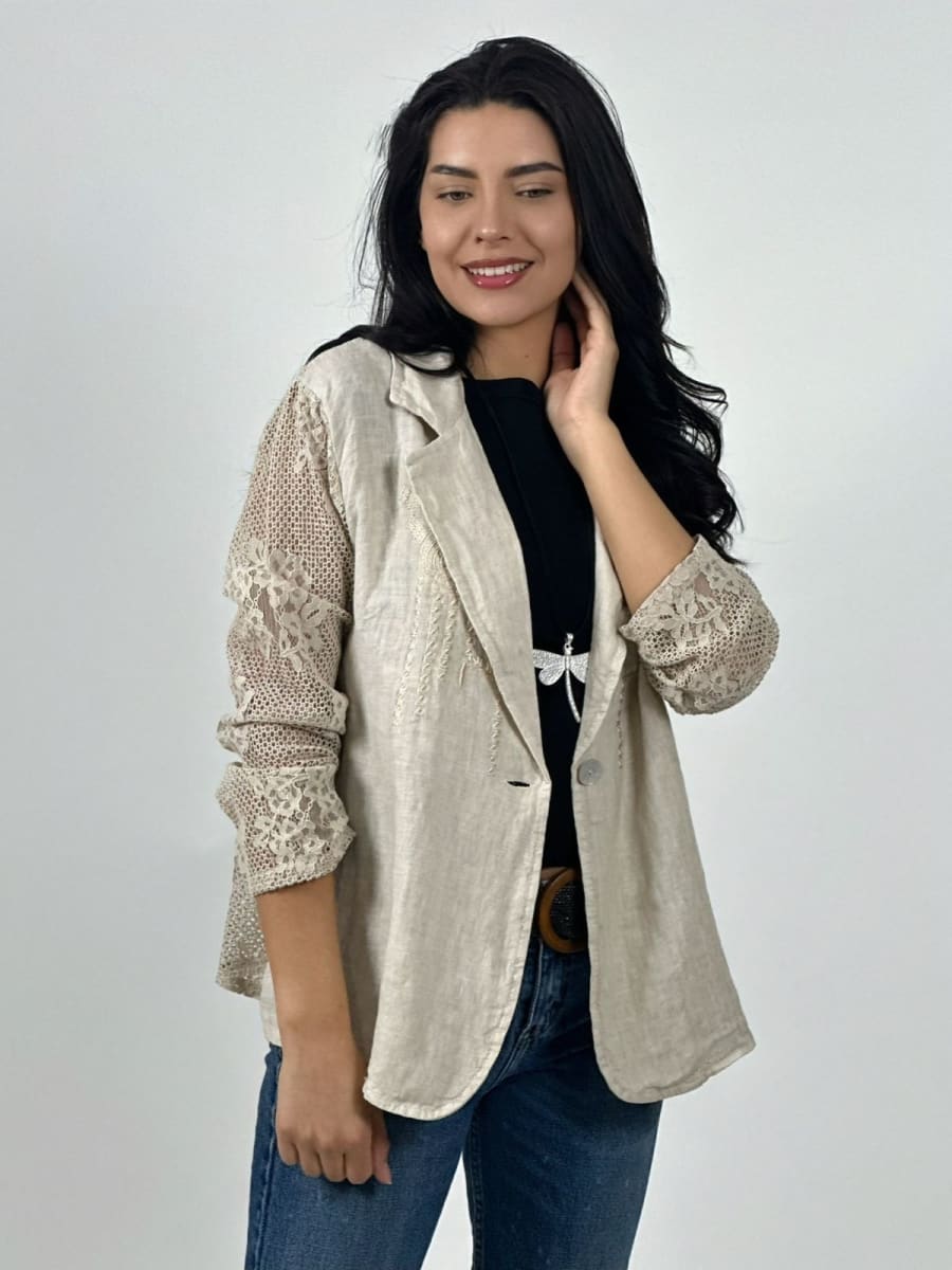 Blazer Italiano Lino Dorso Broderi A3-7913