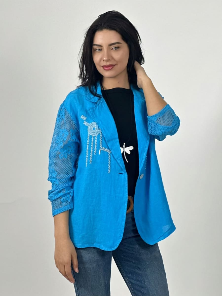 Blazer Italiano Lino Dorso Broderi A3-7910