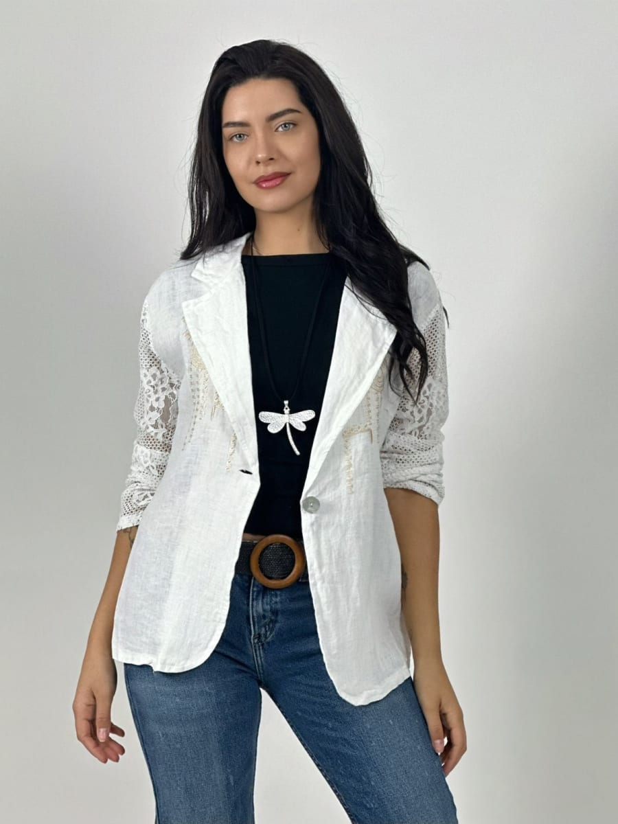 Blazer Italiano Lino Dorso Broderi A3-795