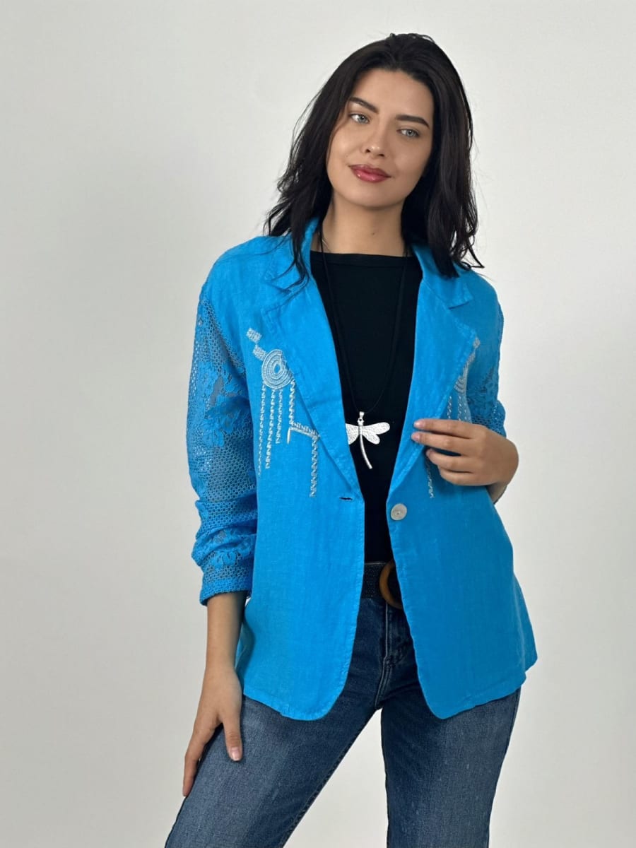 Blazer Italiano Lino Dorso Broderi A3-799