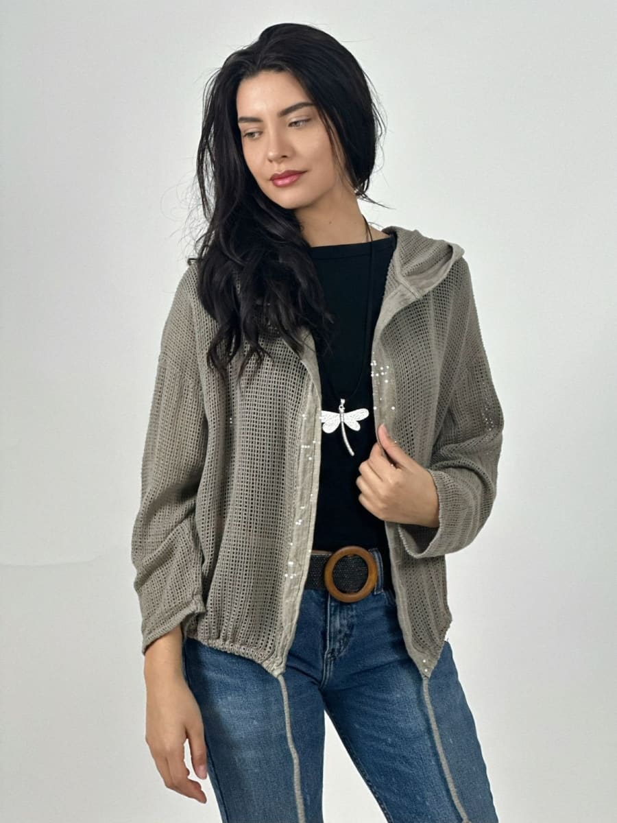 Bomber Italiano Tejido Bordes con Brillos A2-562