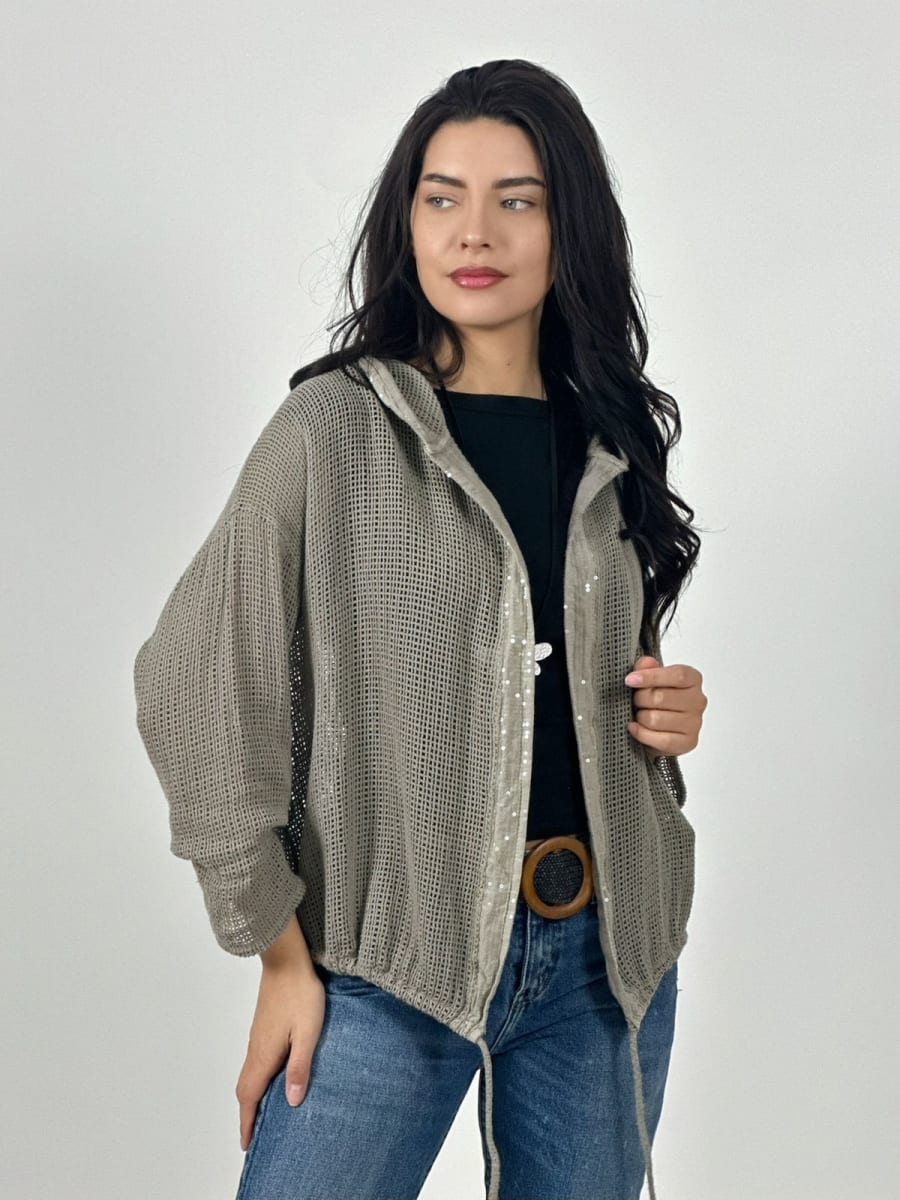 Bomber Italiano Tejido Bordes con Brillos A2-561