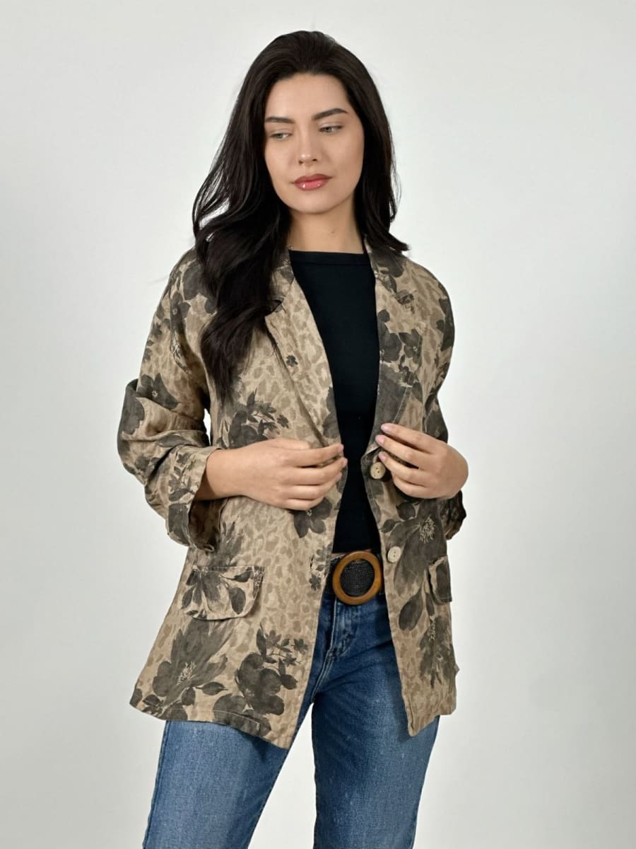 Blazer Italiano Casual Lino Print Floral A1-302