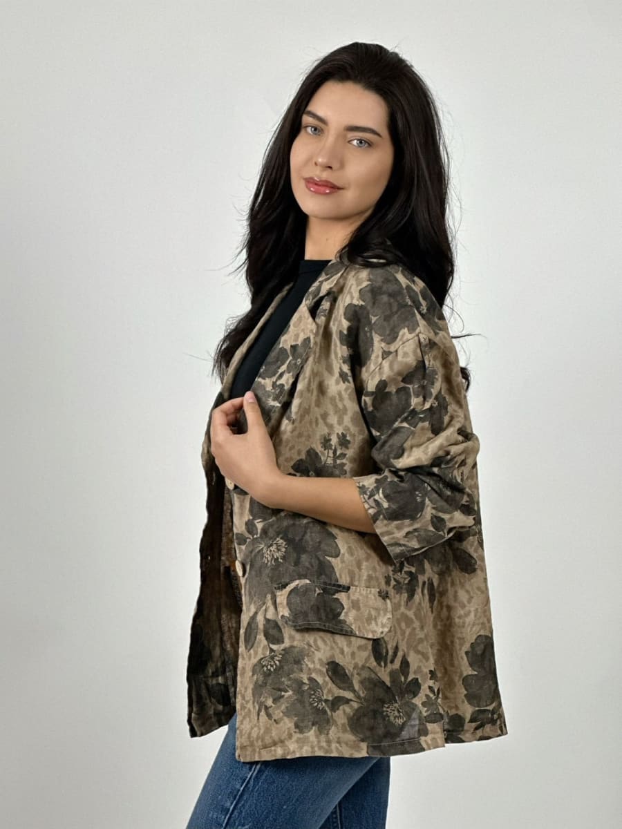 Blazer Italiano Casual Lino Print Floral A1-303