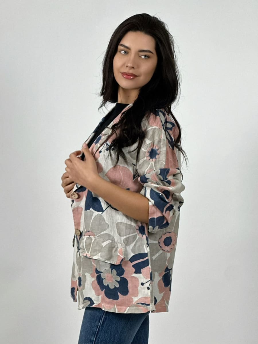 Blazer Italiano Lino Estampado Floral A1-43