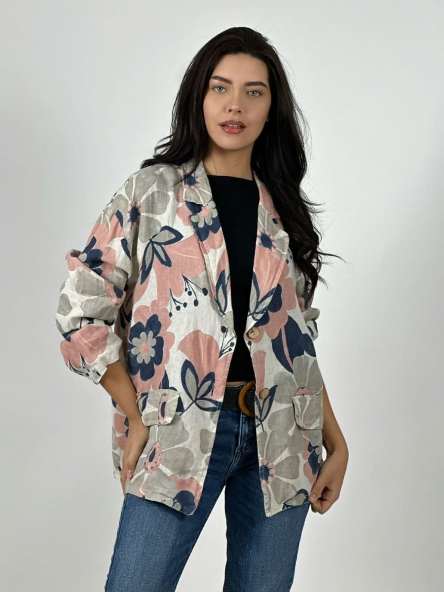 Blazer Italiano Lino Estampado Floral A1-41