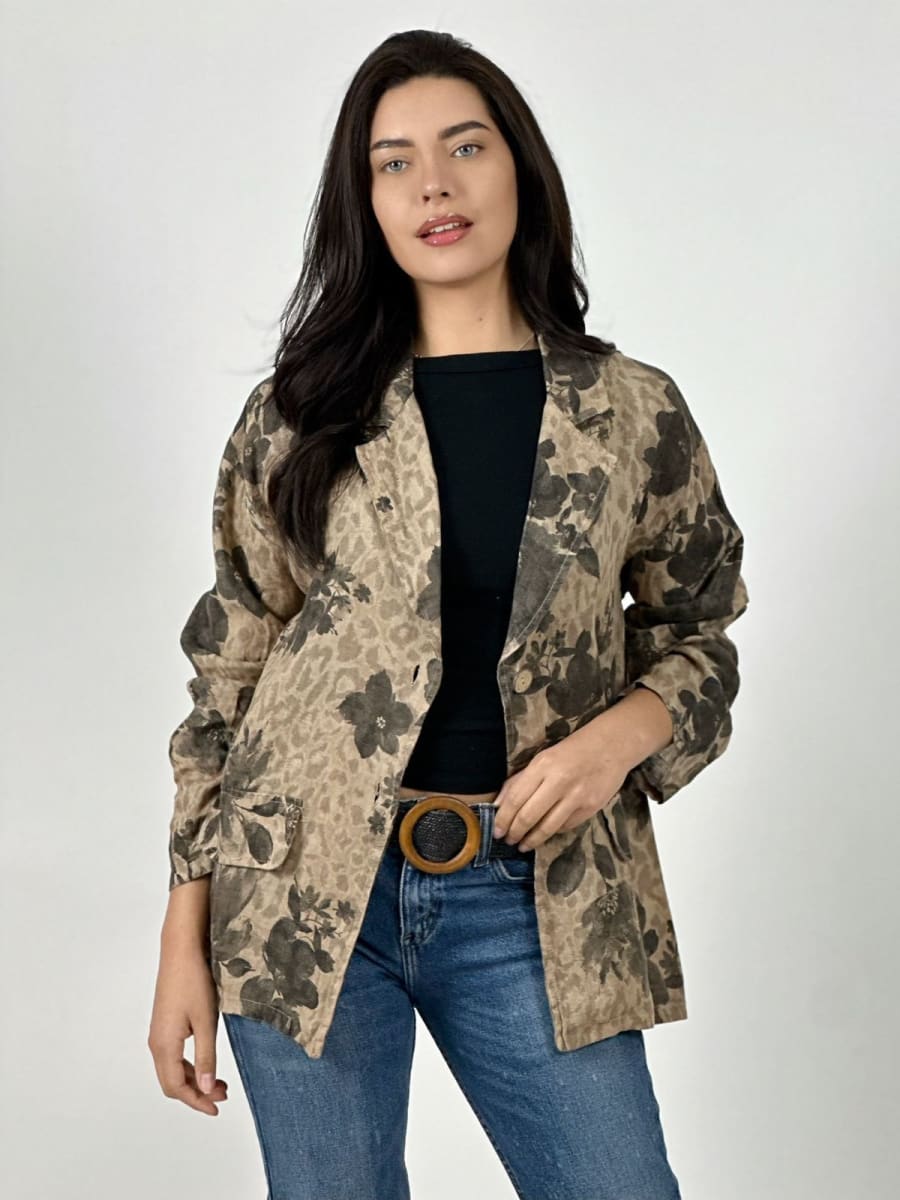 Blazer Italiano Casual Lino Print Floral A1-301