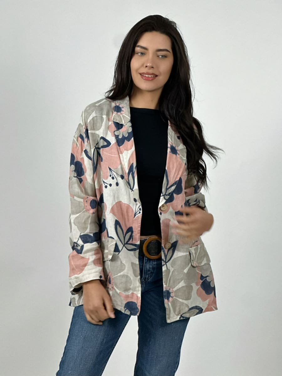Blazer Italiano Lino Estampado Floral A1-42