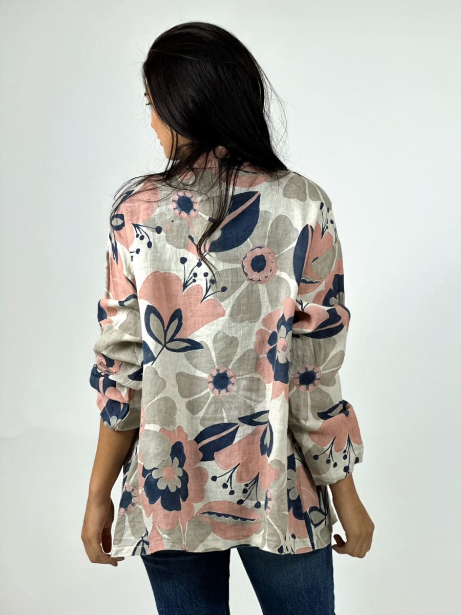 Blazer Italiano Lino Estampado Floral A1-44
