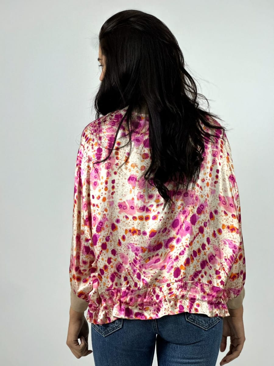 Bomber Casual italiano Lino Manchas Difuminadas A4-886