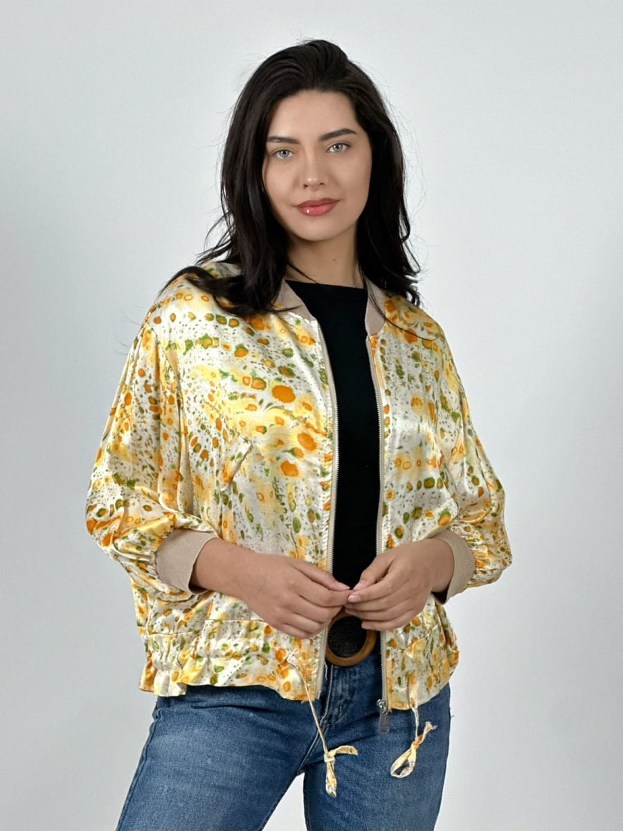 Bomber Casual italiano Lino Manchas Difuminadas A4-8810