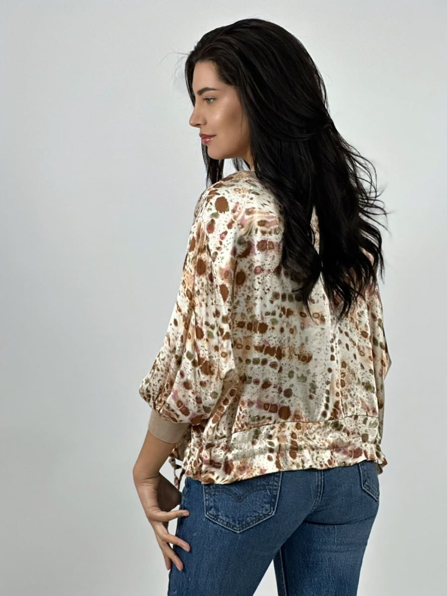 Bomber Casual italiano Lino Manchas Difuminadas A4-883