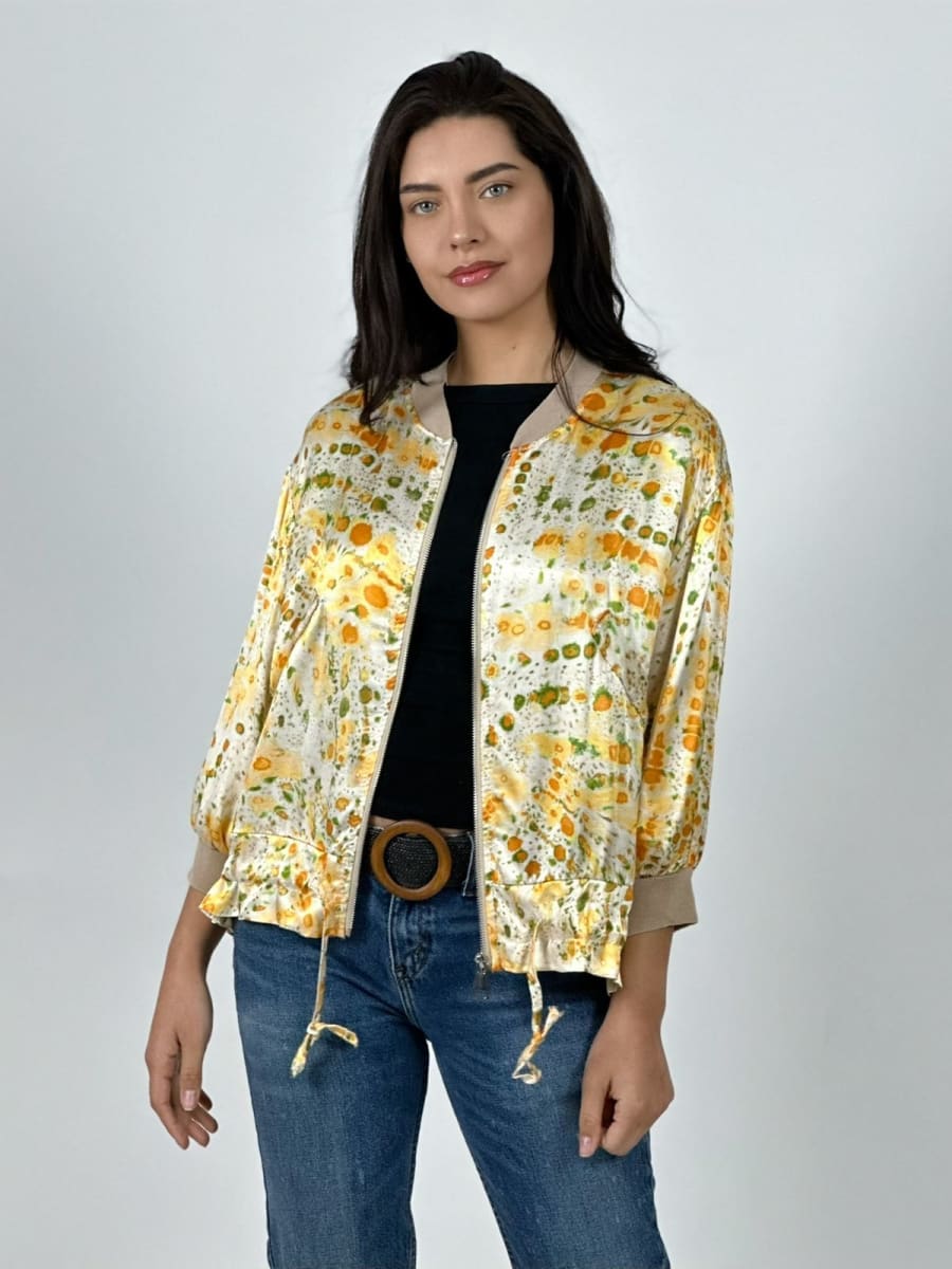 Bomber Casual italiano Lino Manchas Difuminadas A4-8811