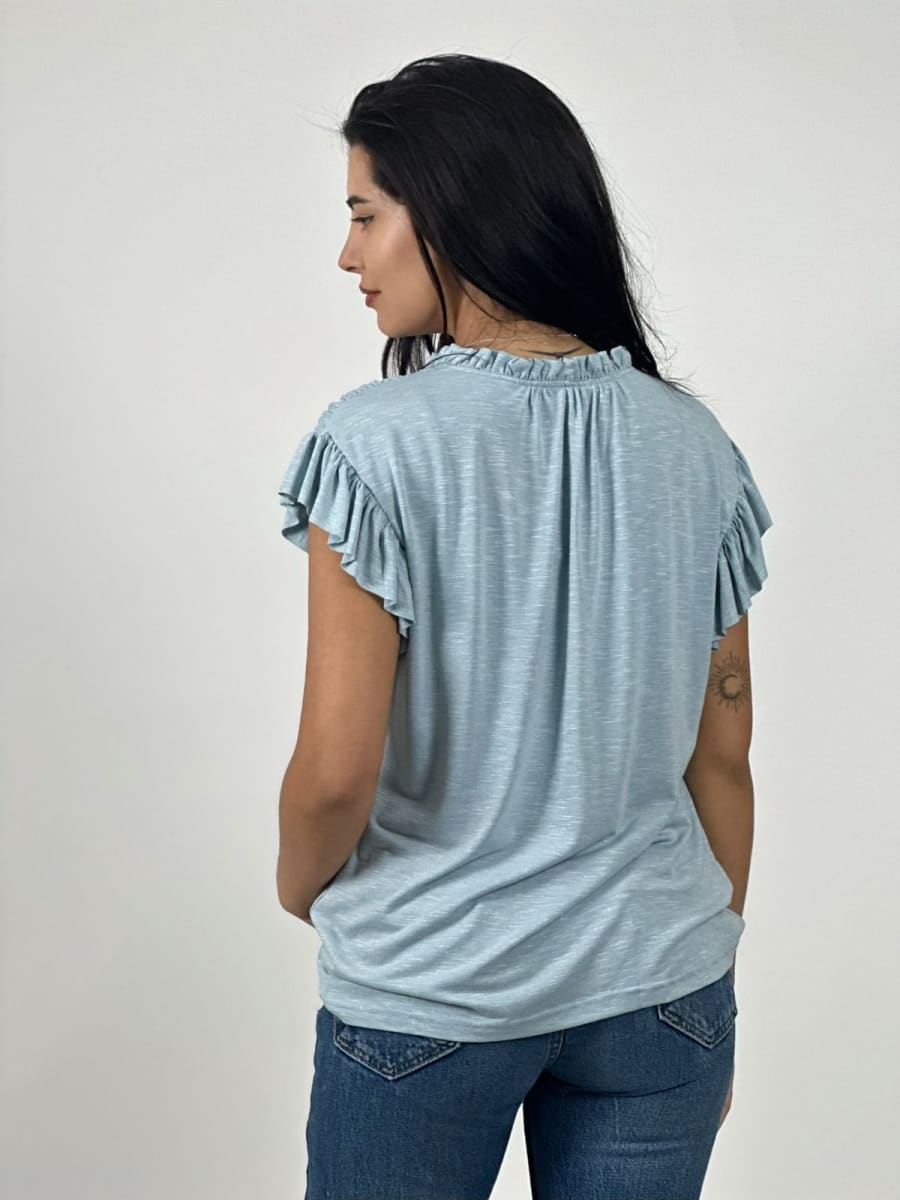 Polera Casual Algodon Cuello V con Faroleos A4-927