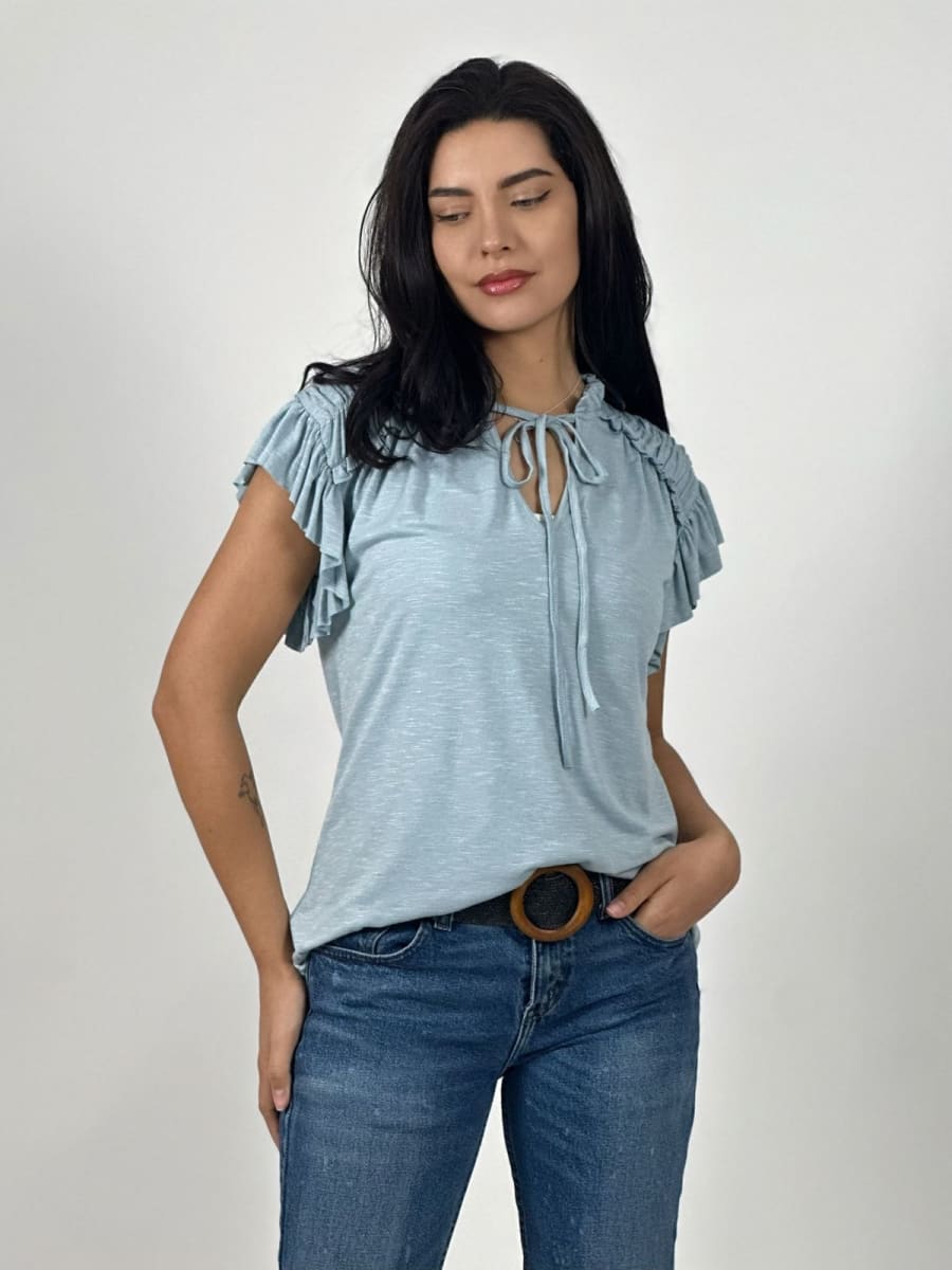 Polera Casual Algodon Cuello V con Faroleos A4-925