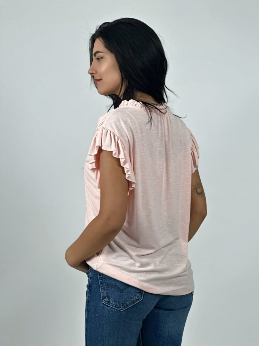 Polera Casual Algodon Cuello V con Faroleos A4-9210