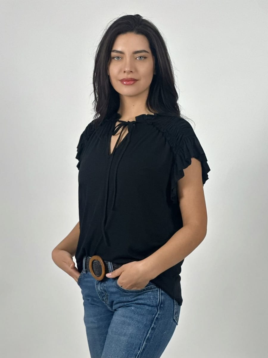 Polera Casual Algodon Cuello V con Faroleos A4-9213