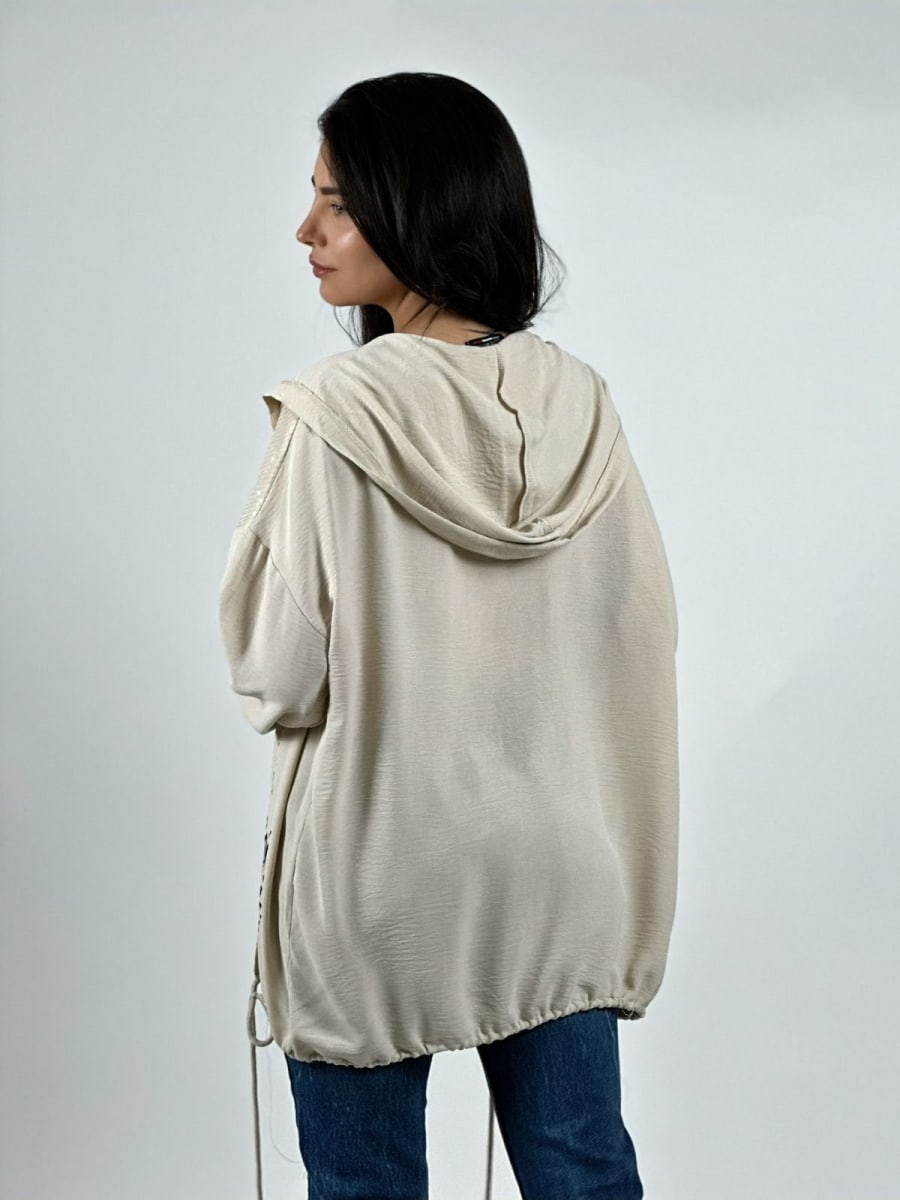 Poleron Crepe Hombros Brillantes Letras Estampadas A2-594