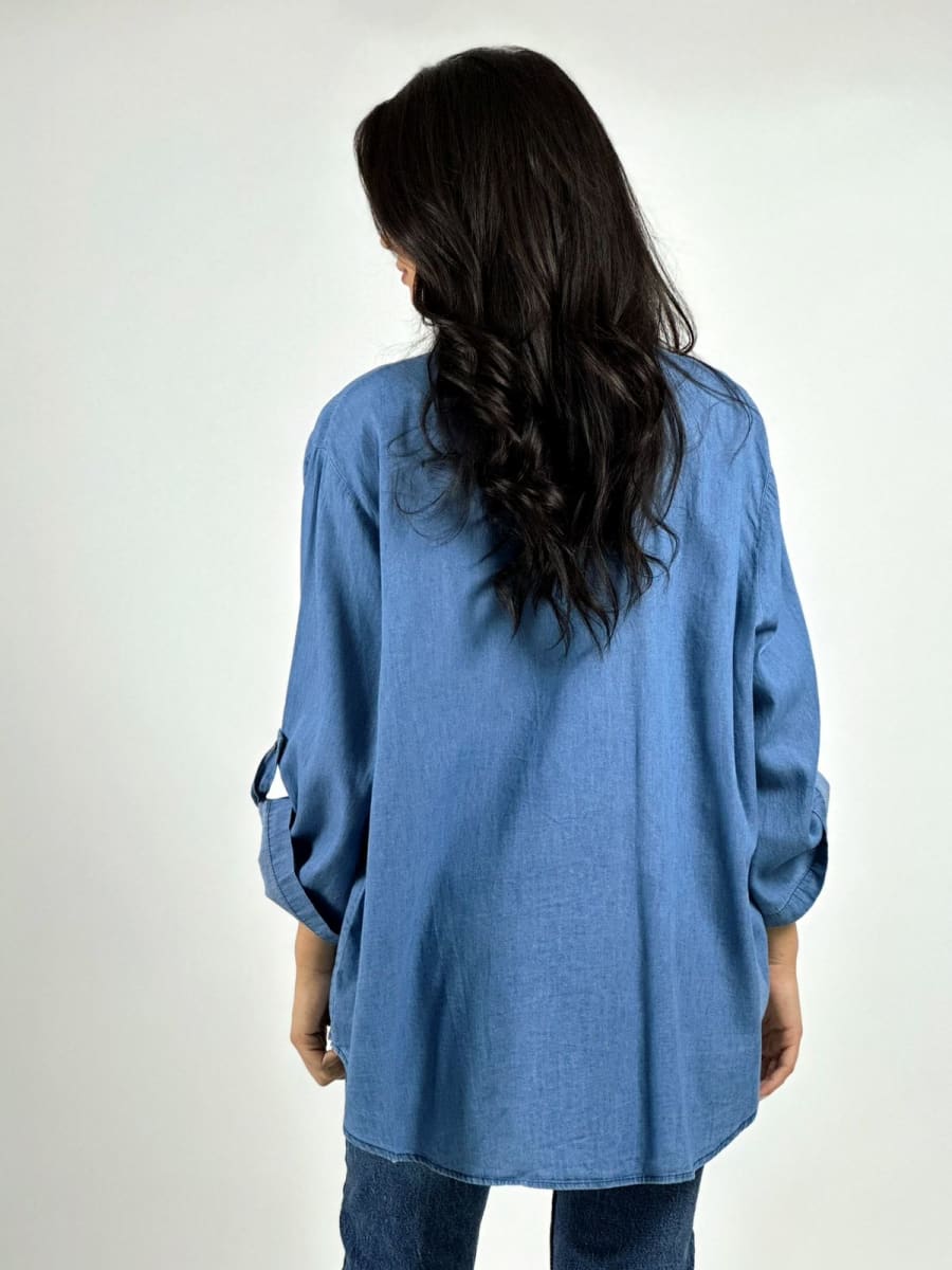 Blusa Mezclilla TEDDY Osito y Flores Print/Brillo A2-563