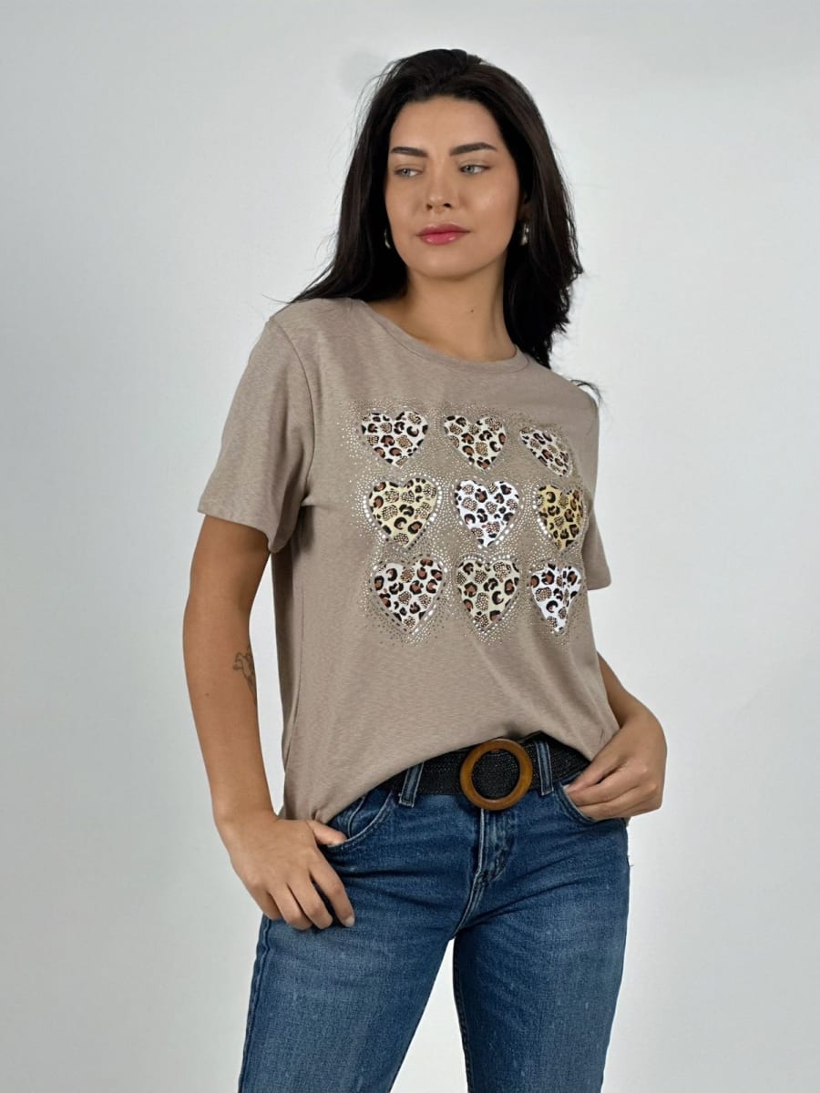Polera Casual Algodon 9 Corazones Print A2-584