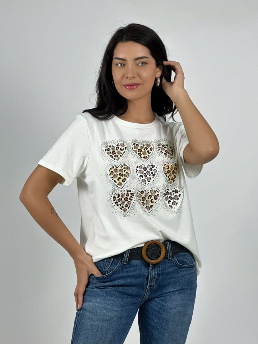 Polera Casual Algodon 9 Corazones Print A2-581