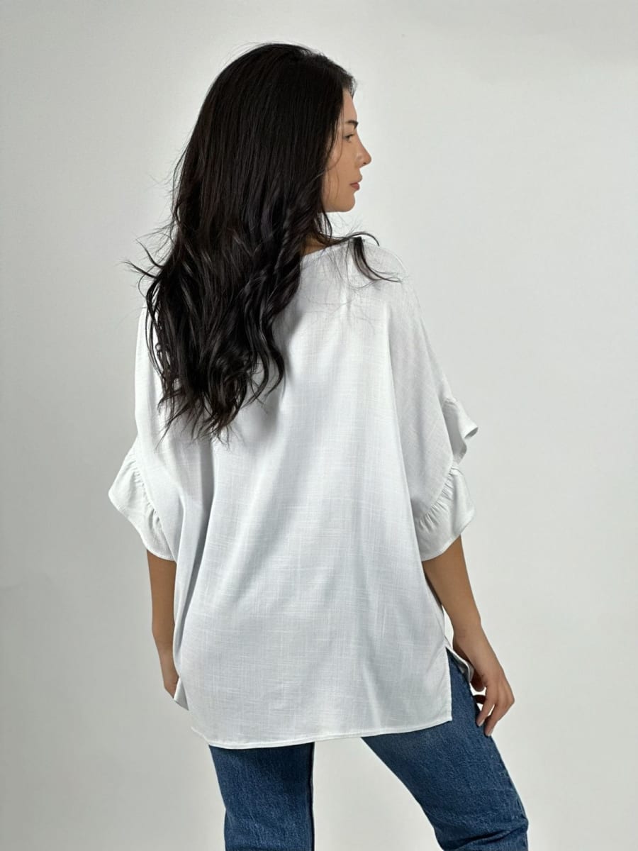 Blusa Casual Lino Parches de Flor A3-676
