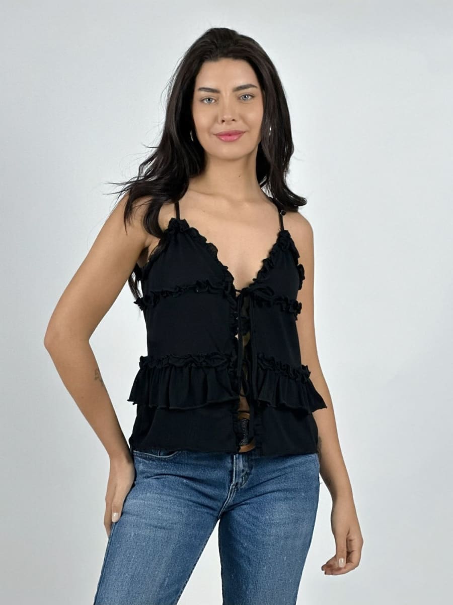 Polera Top Amarrado con Vuelitos A2-617