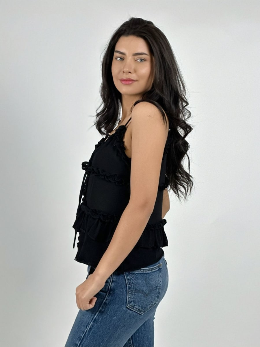 Polera Top Amarrado con Vuelitos A2-618