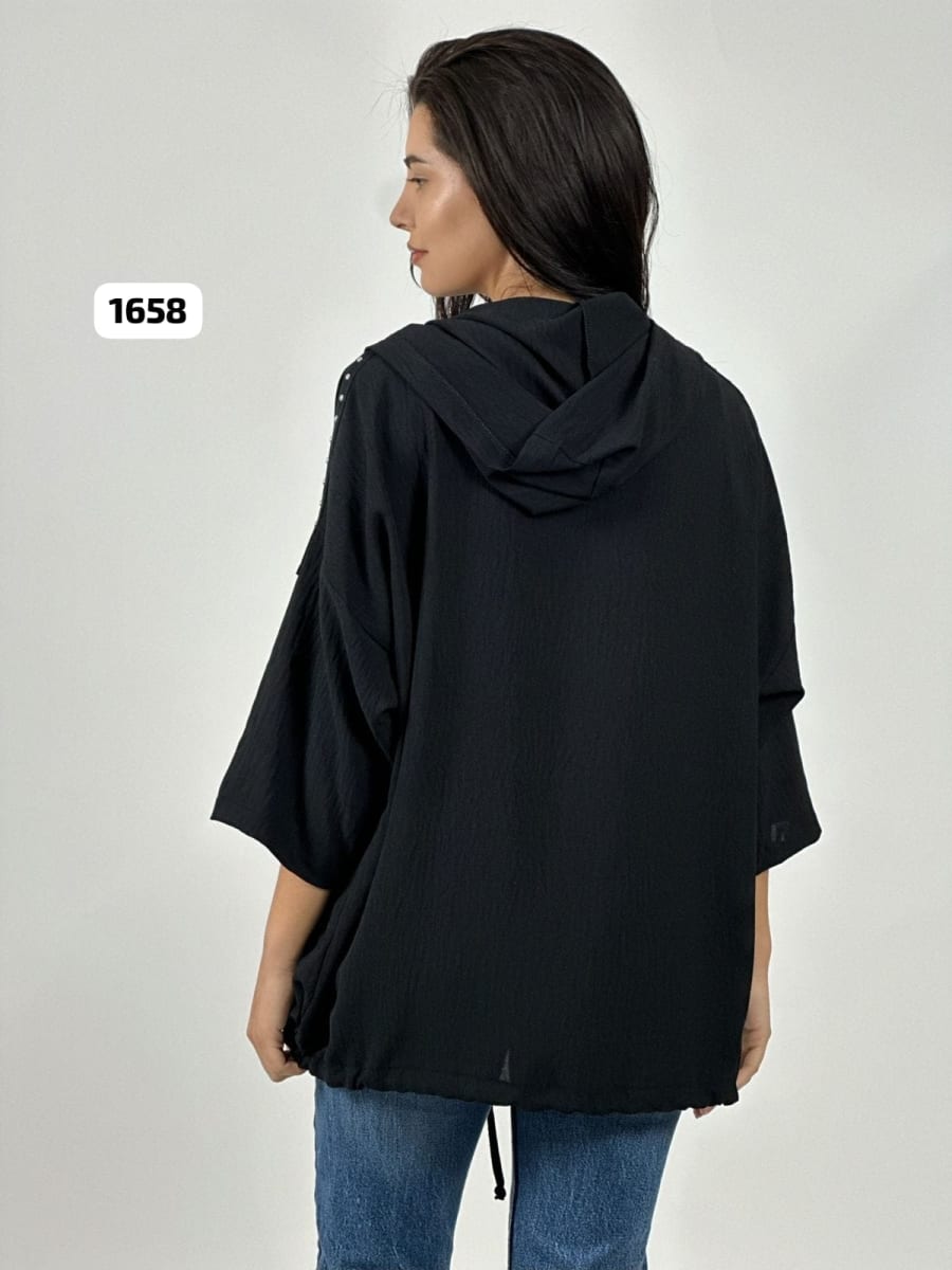 Poleron Bomber Casual con Cierre Tela Cey con Tachas A3-713