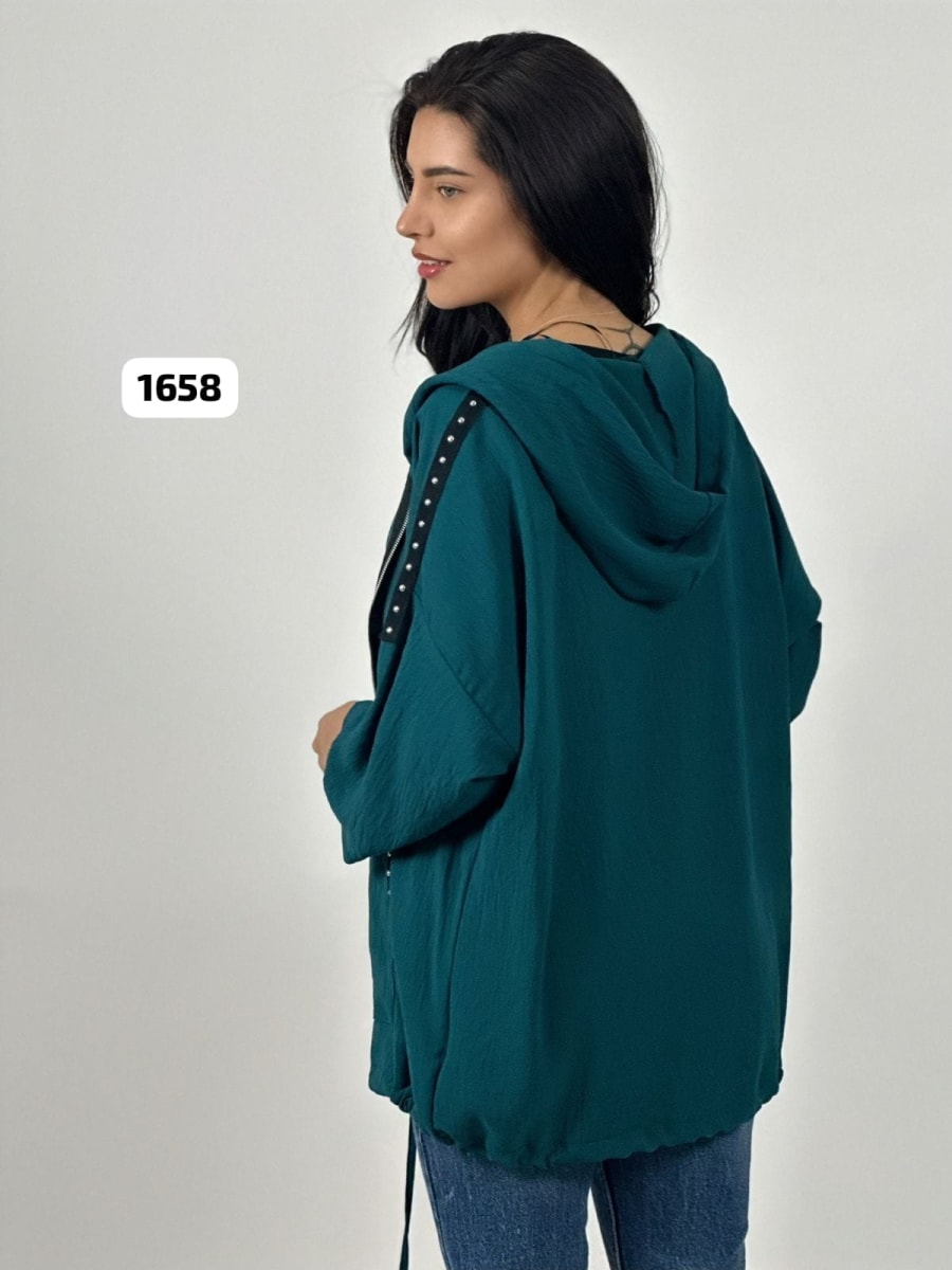 Poleron Bomber Casual con Cierre Tela Cey con Tachas A3-7112